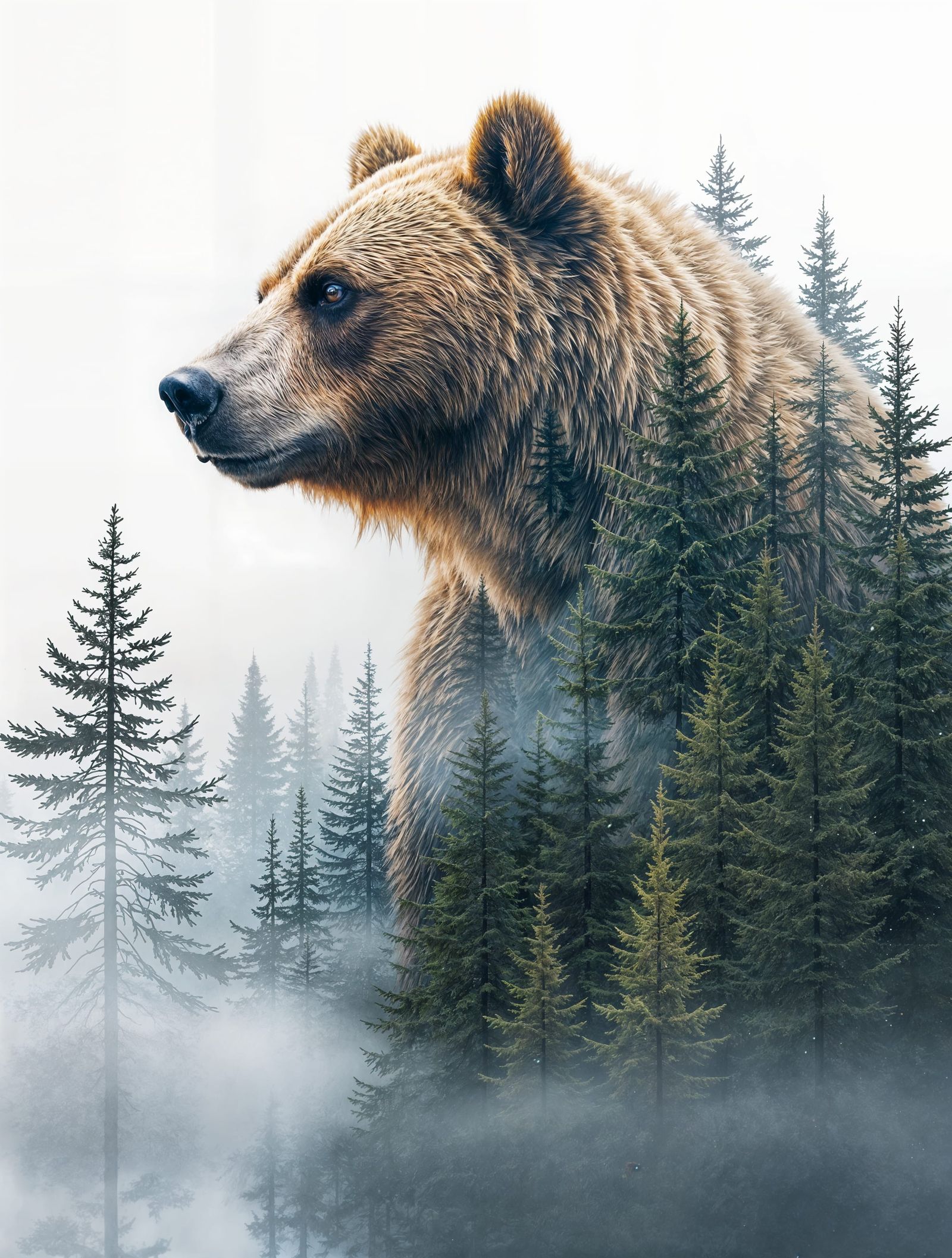 Majestic Bear Blends into Enchanted Forest