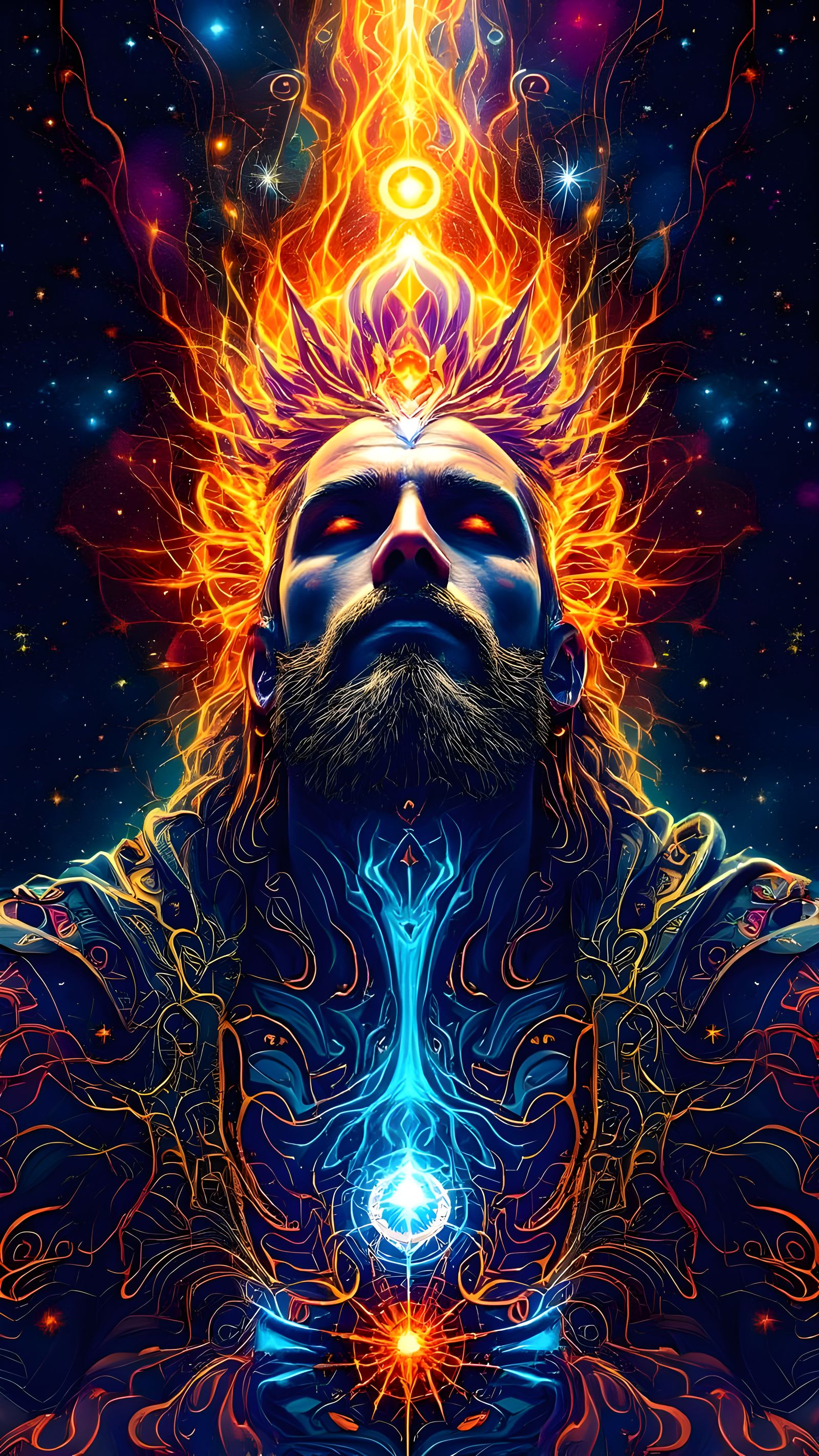 Enlightenment Realized: Abstract Fractal Art in Vibrant Colo...