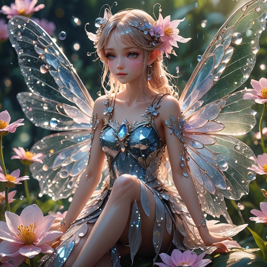 Sparkly Fairy with Crystal Wings: Anime-Inspired 3D Art