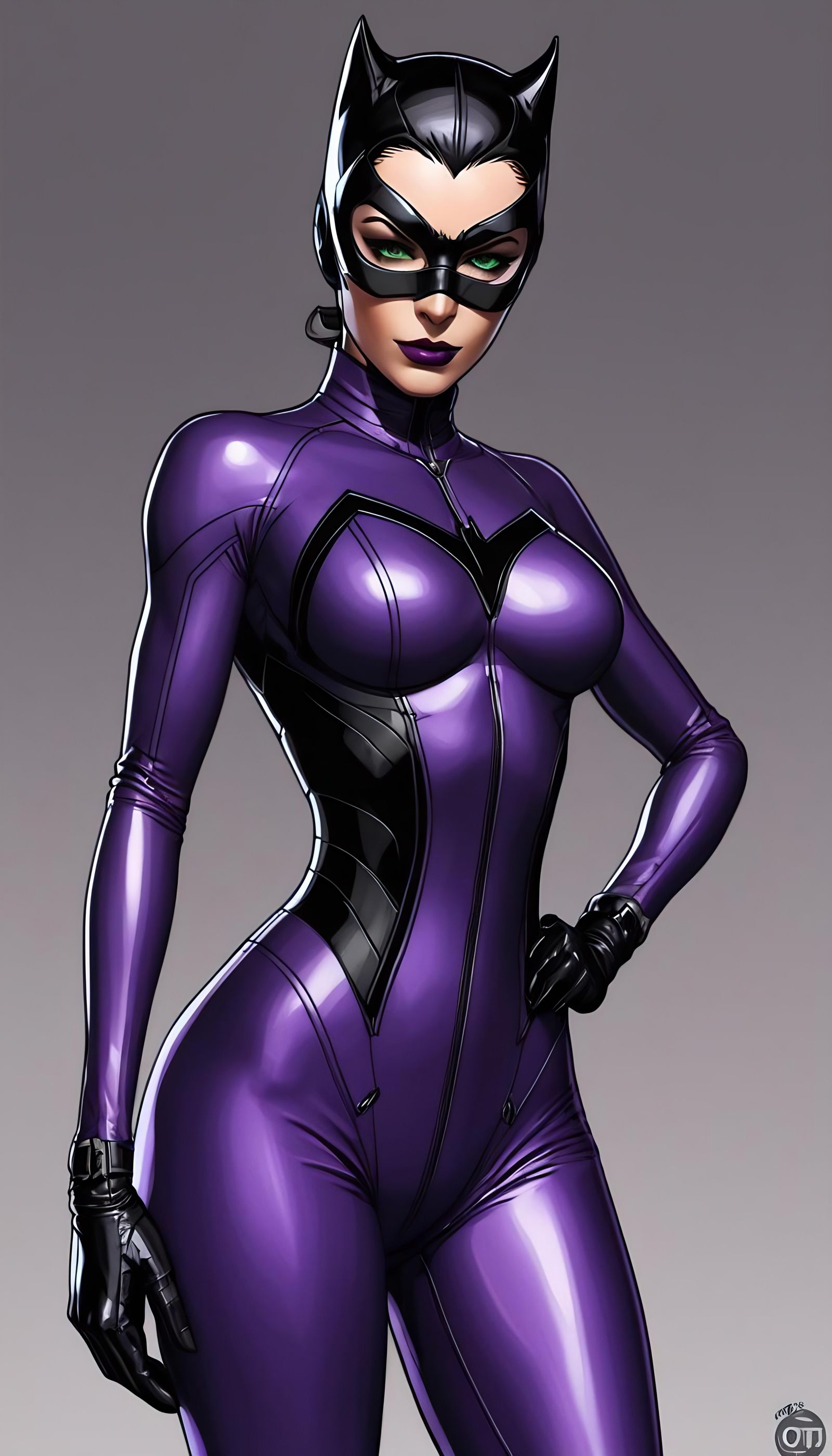 Catwoman in Cel-Shaded Anime Style