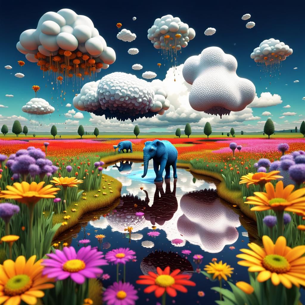 Fantastic Animals Emerge in Surreal Flower Field