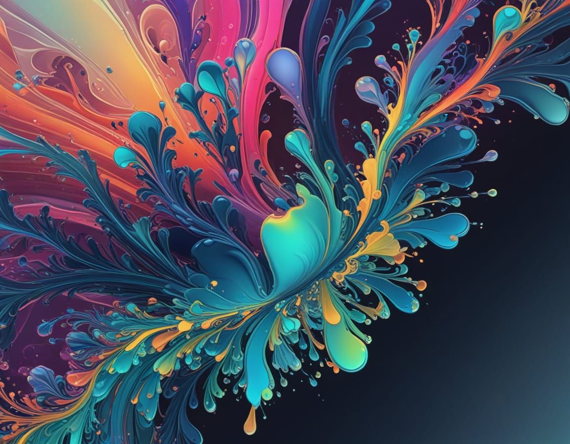 Vibrant Petroleum Splash Art with Rainbow Colors