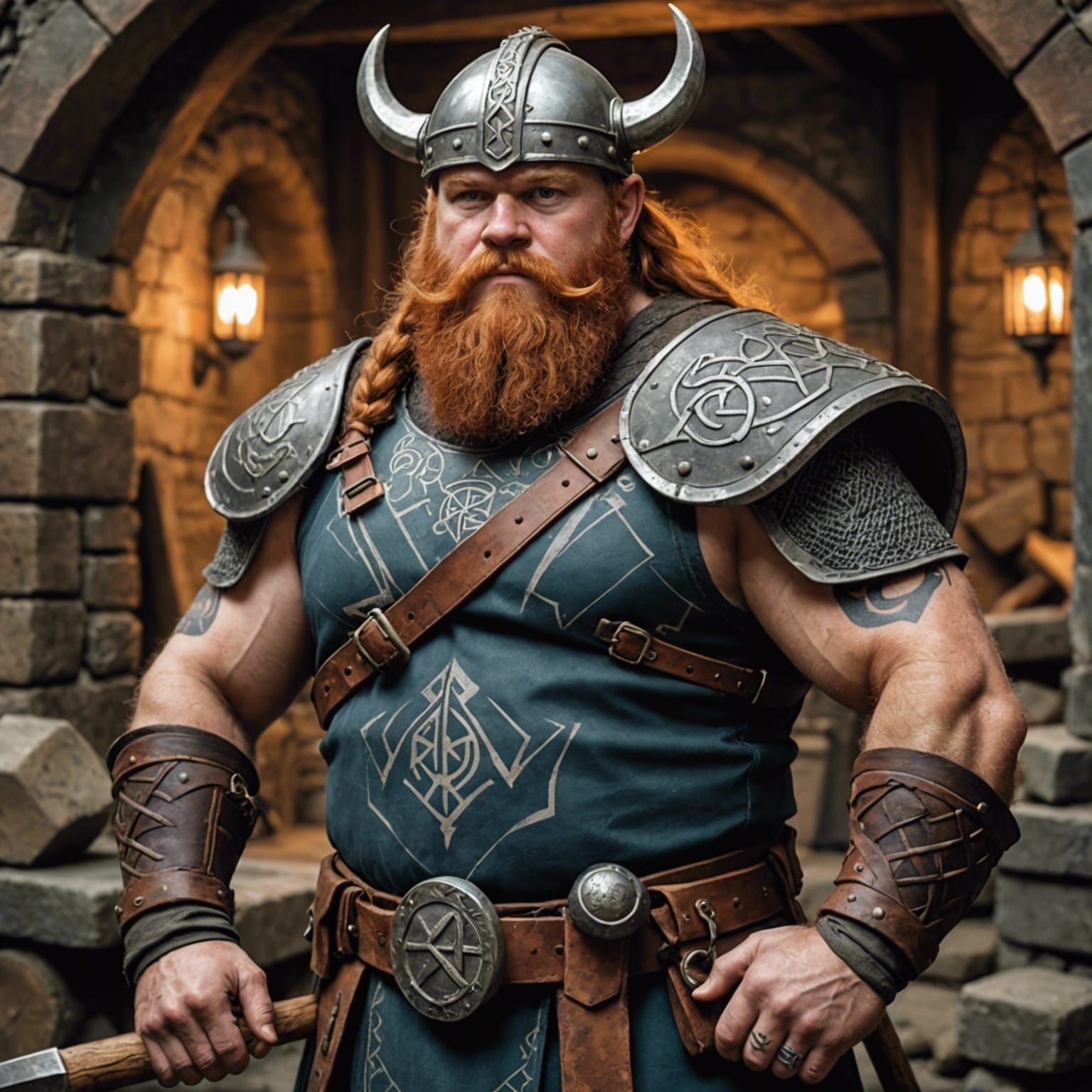 Viking Rune Tattoo: Redhead Dwarf in Dwarven Forge