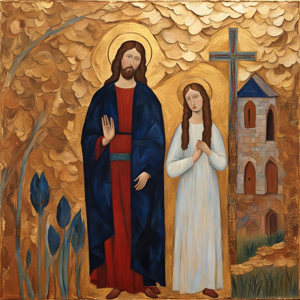 Jesus and Mary Magdalene in Gothic Style