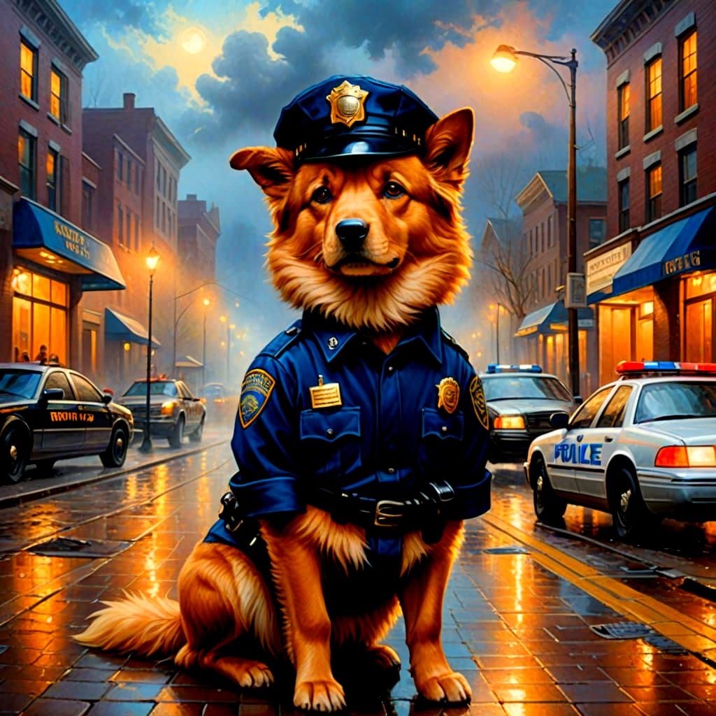 Fantasy Sheriff Dog in Ethereal Paradise