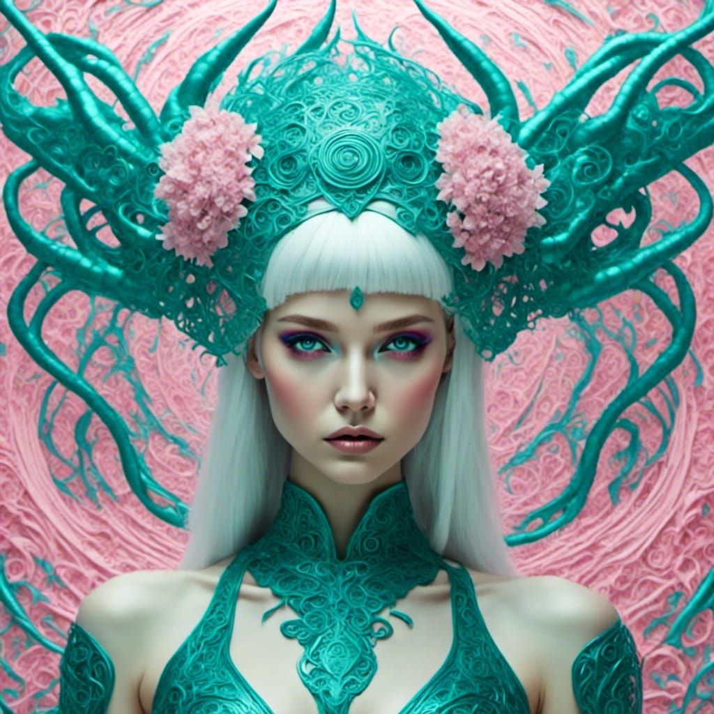 Alien Woman with Zentangle Fairy Style