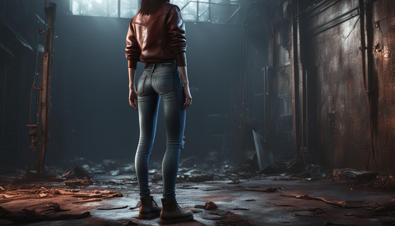 Brunette in Silent Hill: Detailed Matte Painting