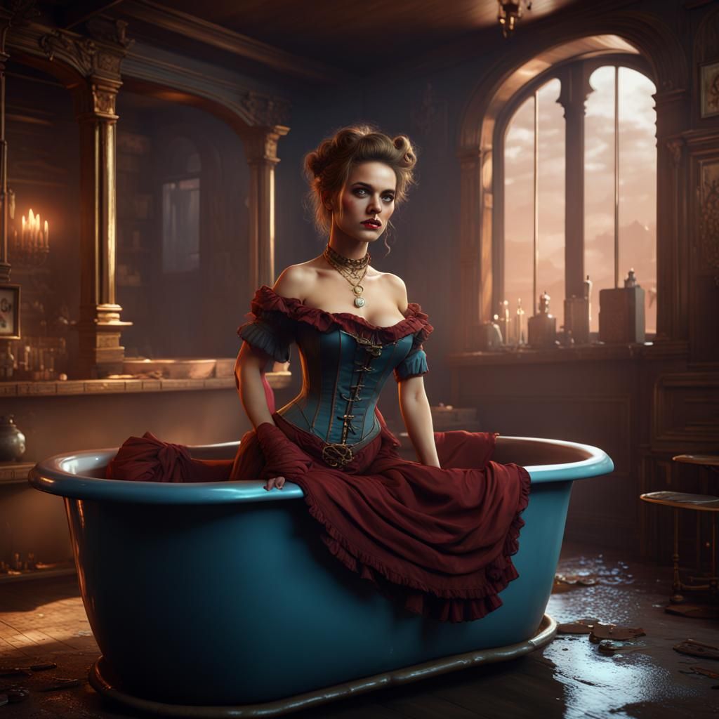 saloon girl in a tub