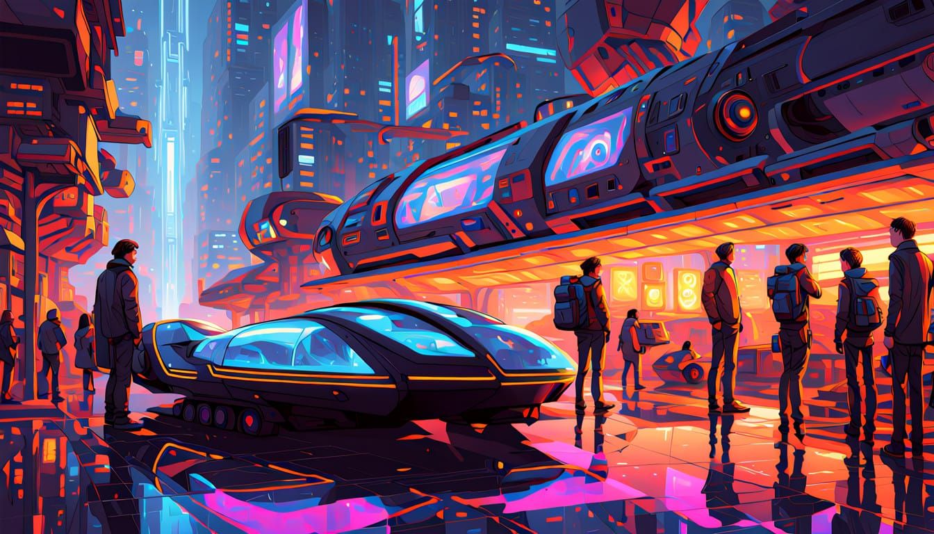 Surreal Futuristic Cityscape in High-Tech Aesthetic