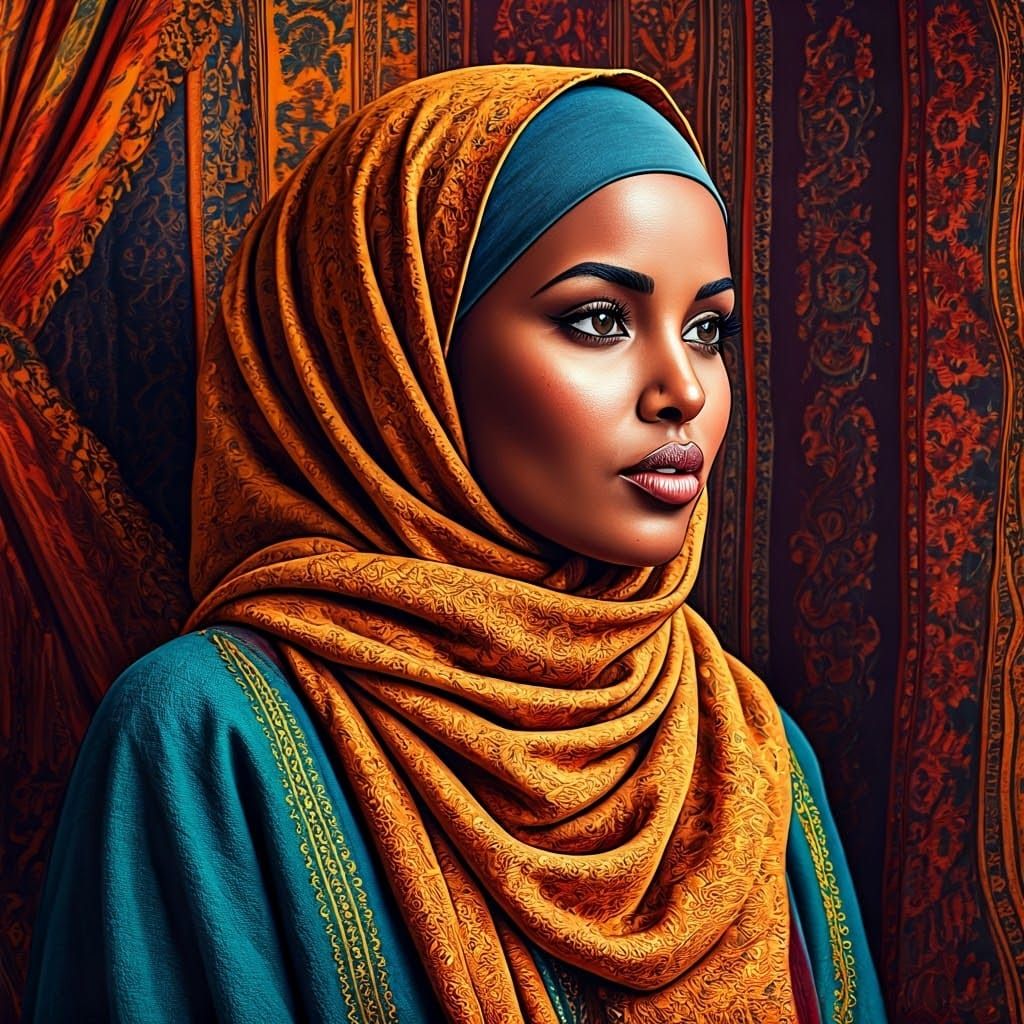 Somali Woman in Scandinavian Attire: Hyperrealistic Portrait