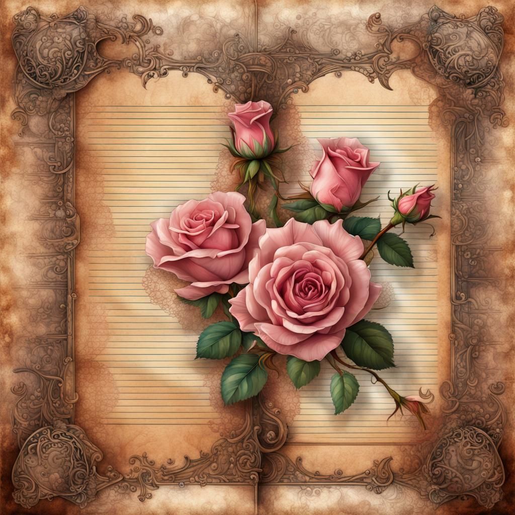 Antique Roses with Pearls in Steampunk Style