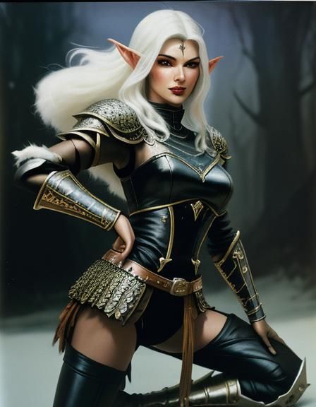 Elf Rogue in Baba Yaga Setting, Ligne Claire Illustration