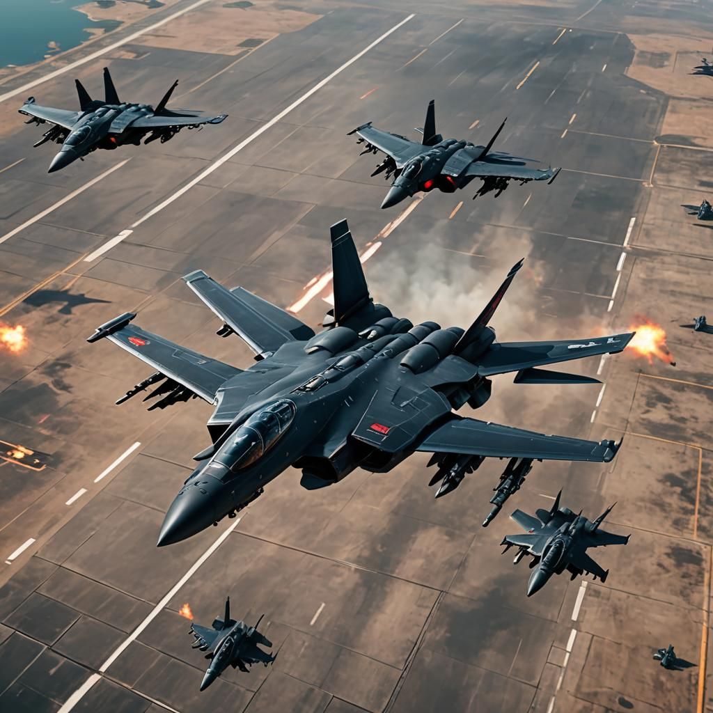 Armored Fighter Planes with Red Dragon Logo