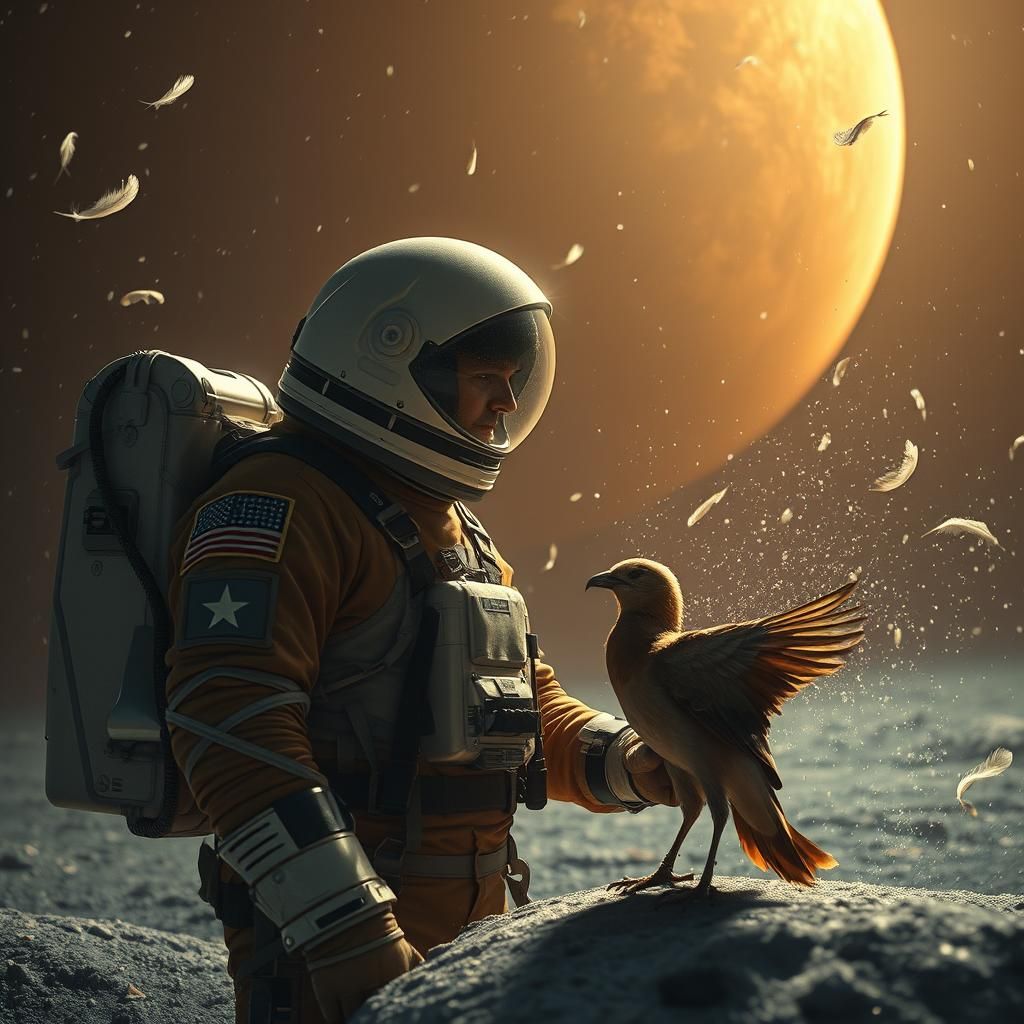 Astronaut Contemplating Life on Alien Planet