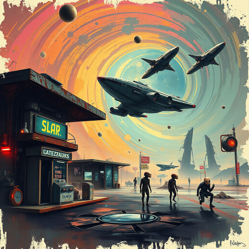 Otherworldly Alien Gas Station in Sci-Fi Concept Art