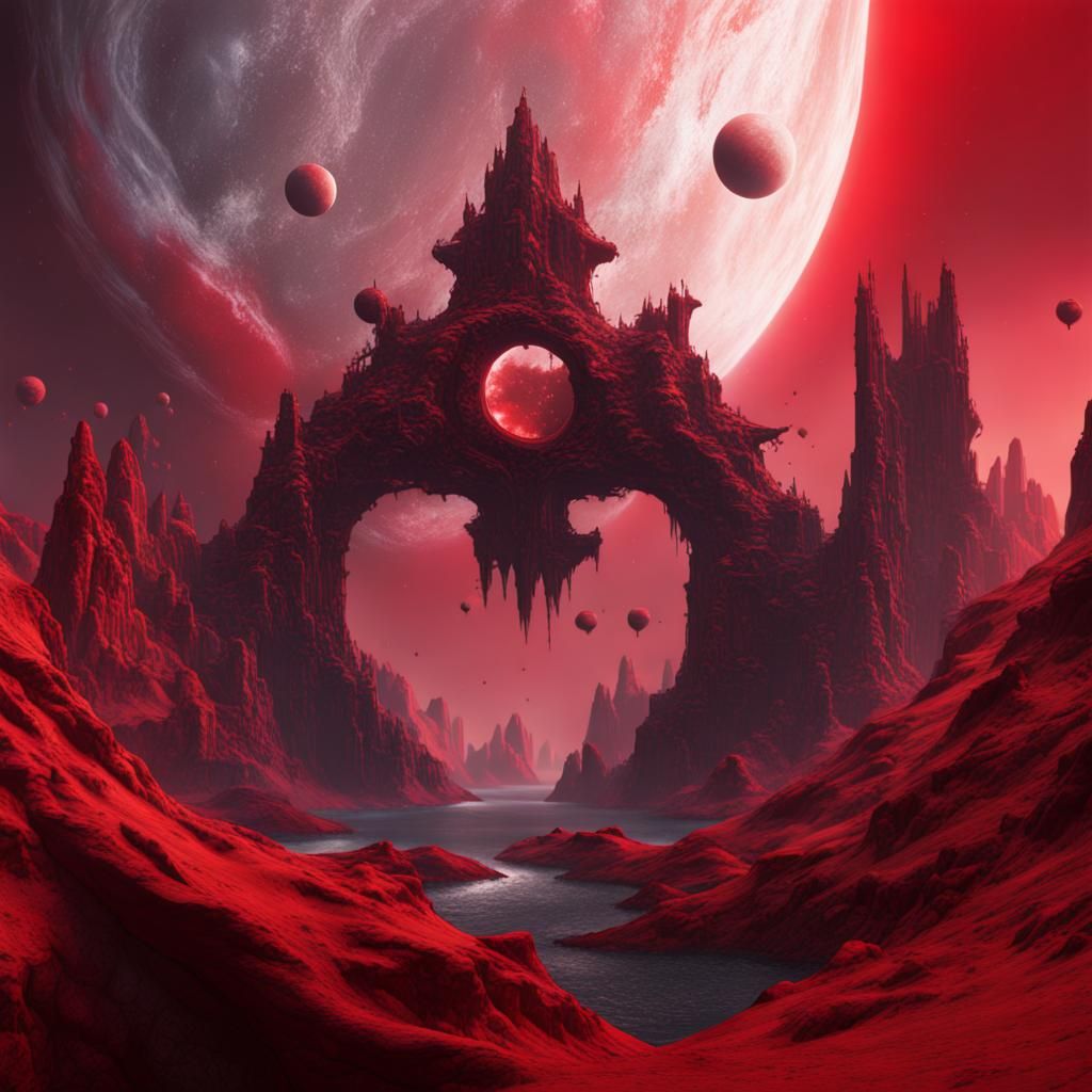 Splitting Red Dwarf Star in Detailed Matte Painting