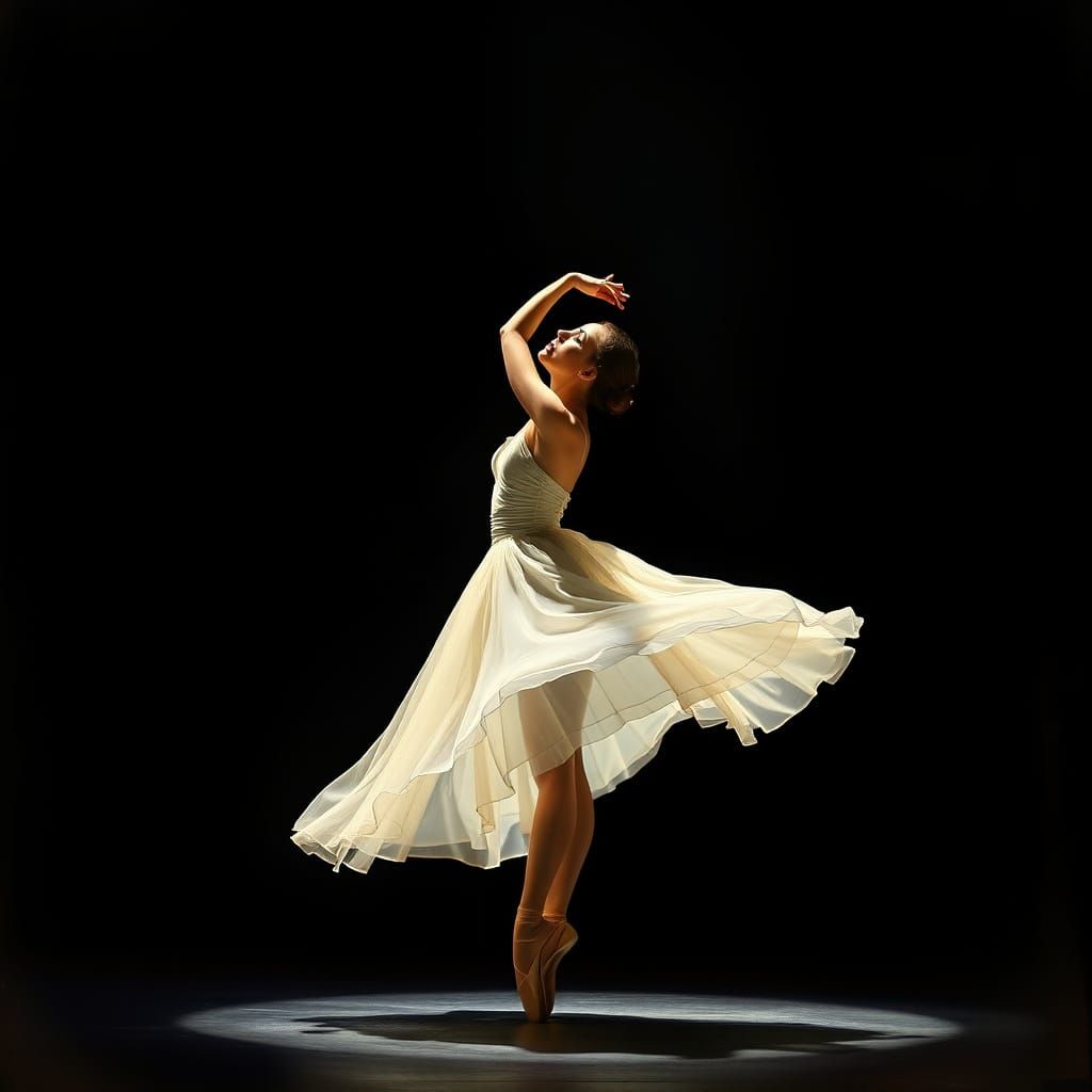 Ballerina In Dramatic Spotlight