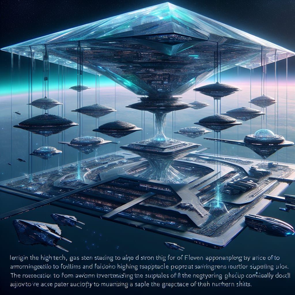 High-Tech Alien Gas Station as Translucent Crystal
