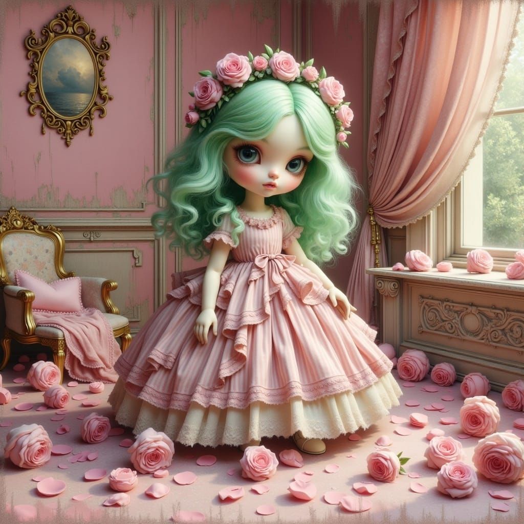 Eerie Doll in Dilapidated Manor, Mab Graves Style