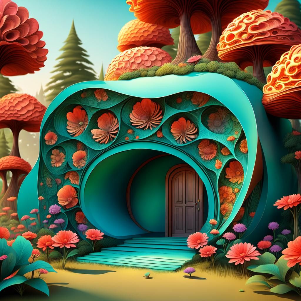 Abstract Vector Fractal with Zentangle Patterns