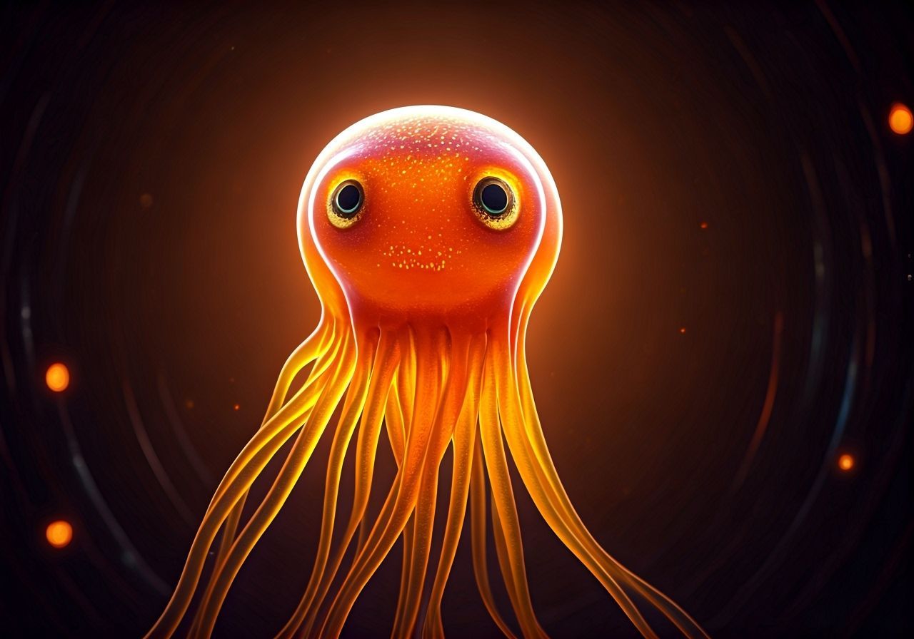 Jellyfish and Fireworks in Moody Pixar Style