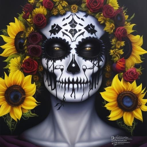 Solar Eclipse Punk Rock Skull Sunflower