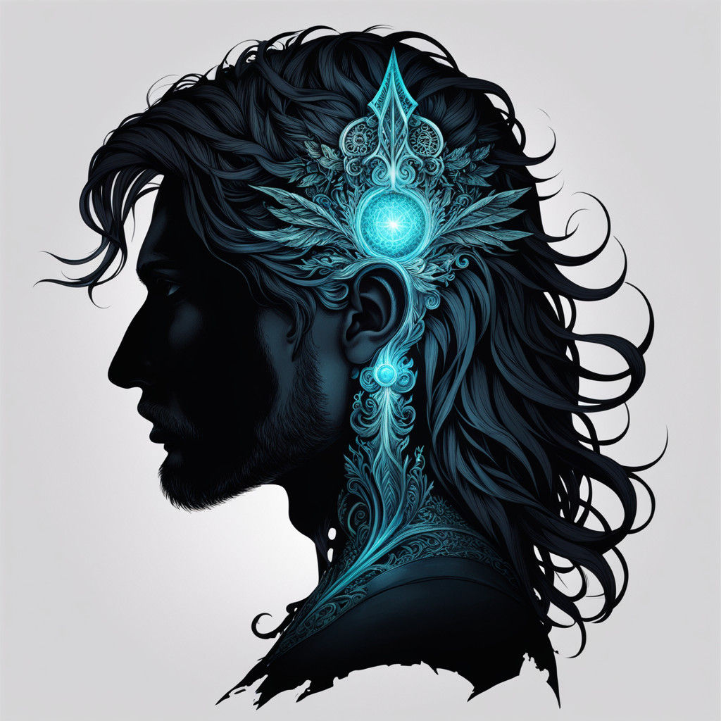 Enigmatic Sorcerer with Glowing Tattoos and Ocular Patterns