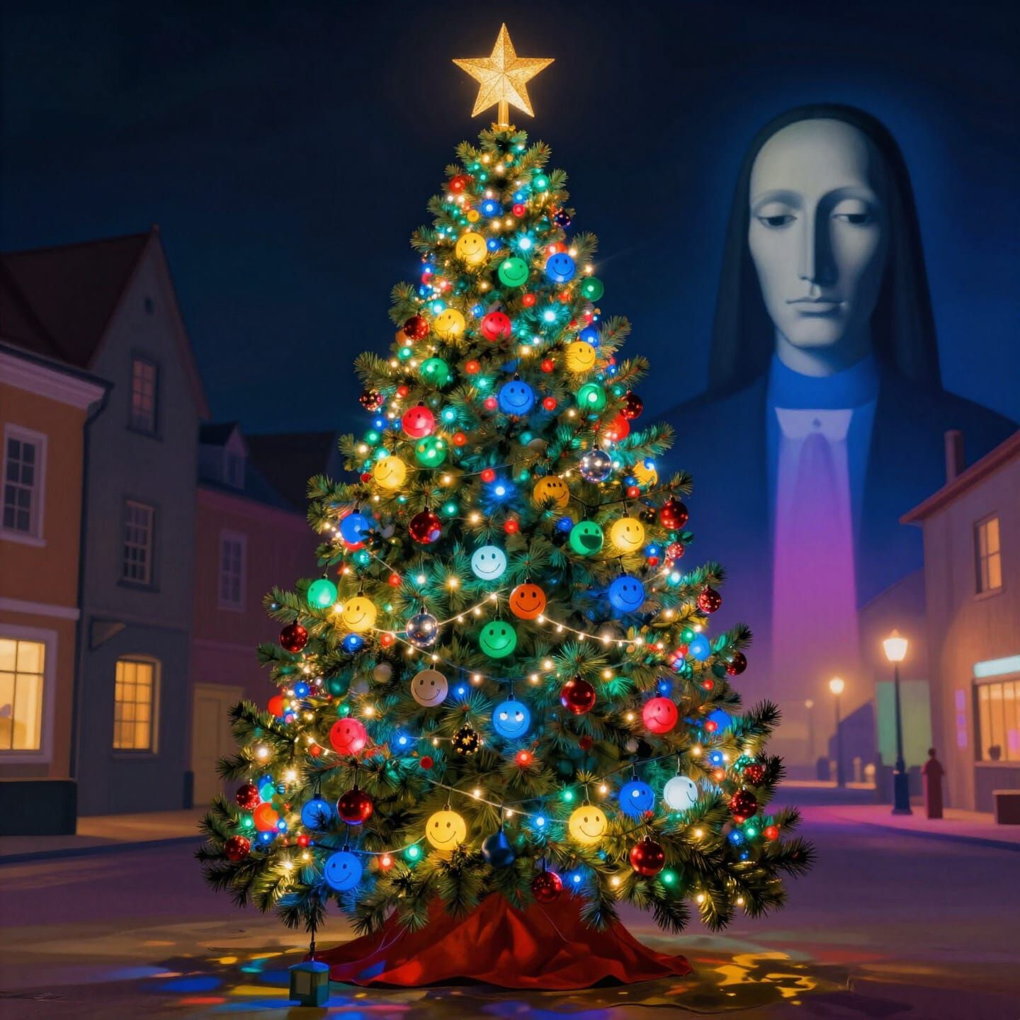 Surreal Holiday Tree of Lights by AI