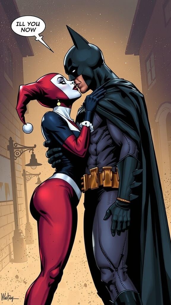 Harley Quinn and Batman: Gothic Embrace in Gotham