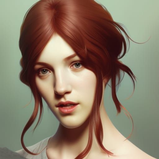 Grown-Up Wendy's Logo Portrait in Art Nouveau Style