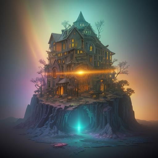 Gingerbread House in a Cubist Fantasy Landscape