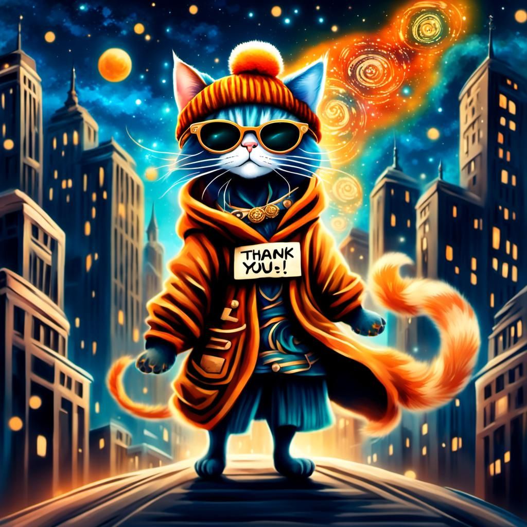 Anime Cat Fashionista with Boho Chic Style