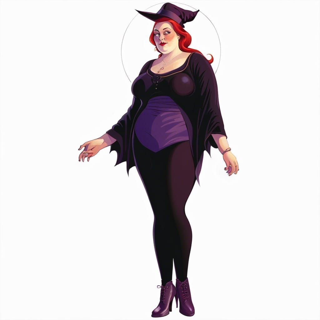 Chiaroscuro Witch Under Starry Sky