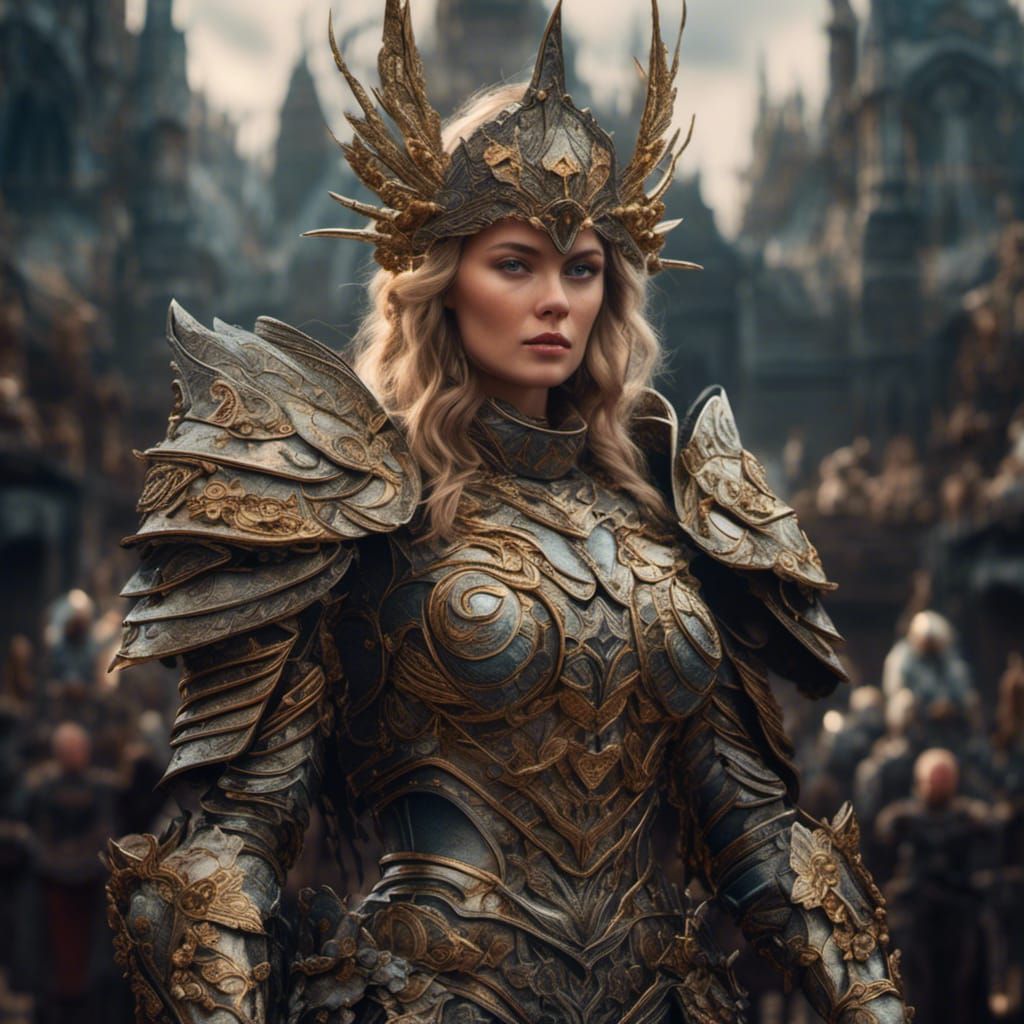 Freyja in Battle Armor: Hyperreal Digital Portrait