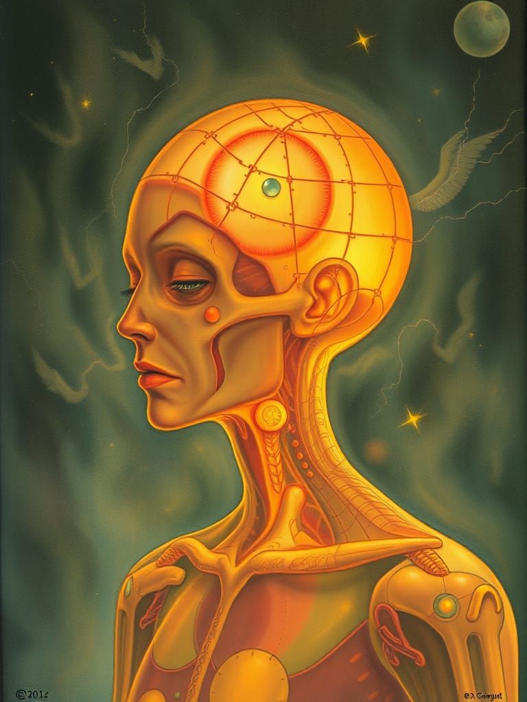 A Futuristic, Pastel-Hued Portrait of a Turbulent Soul