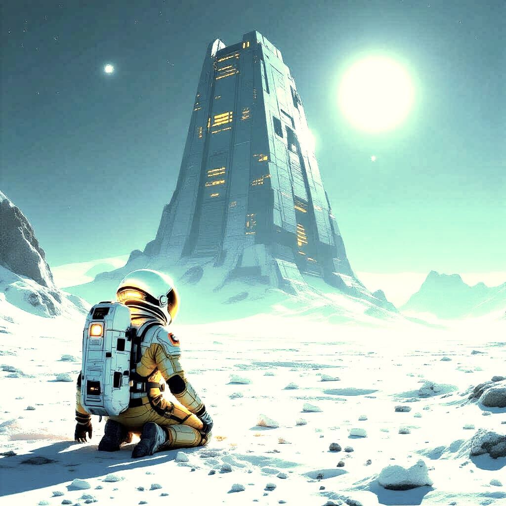 Windswept Survivor on Alien Planet: Sci-Fi Concept Art