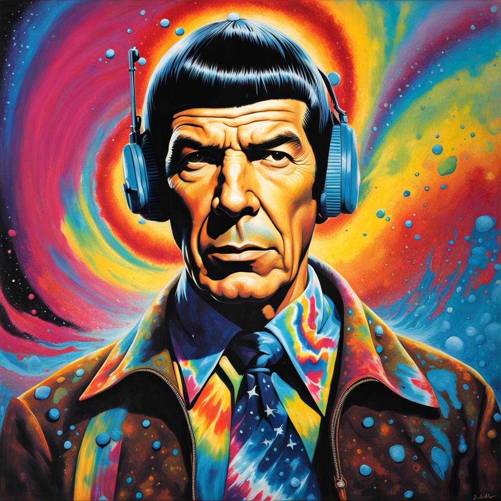 Mr. Spock at Woodstock in Graffiti Art Style
