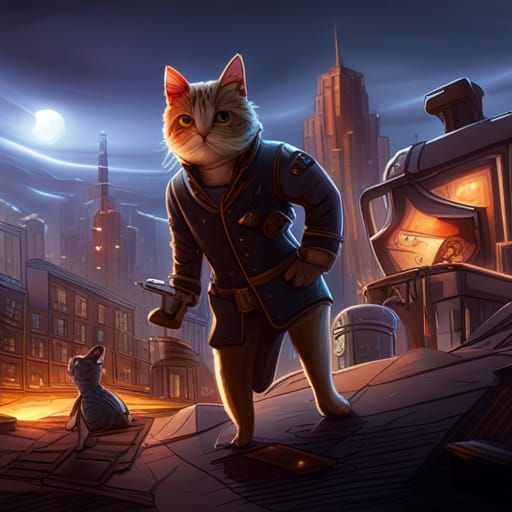 Cats as Humans in Sci-Fi Cartoon Jobs