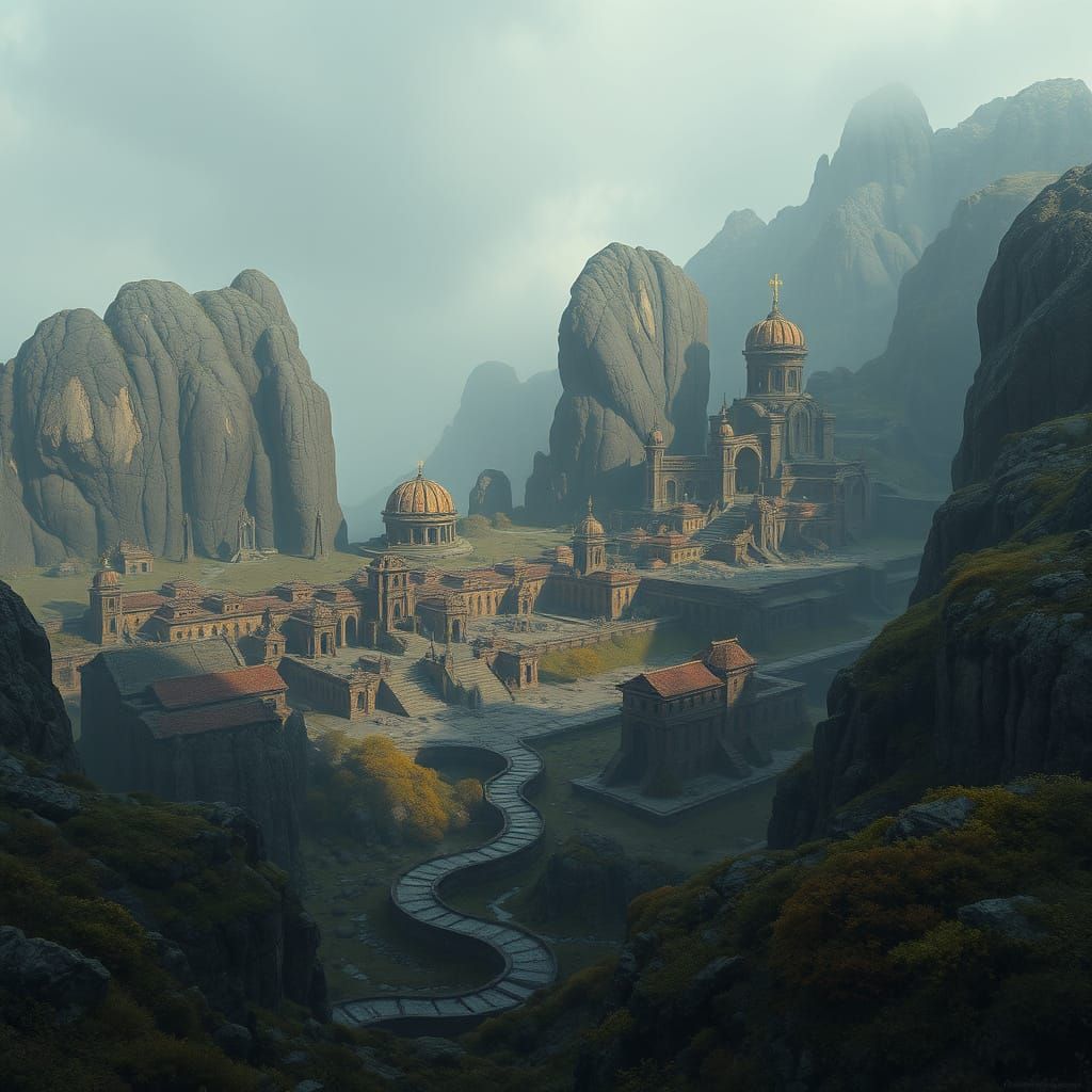 Abandoned Nordic Ruin in Dystopian Style