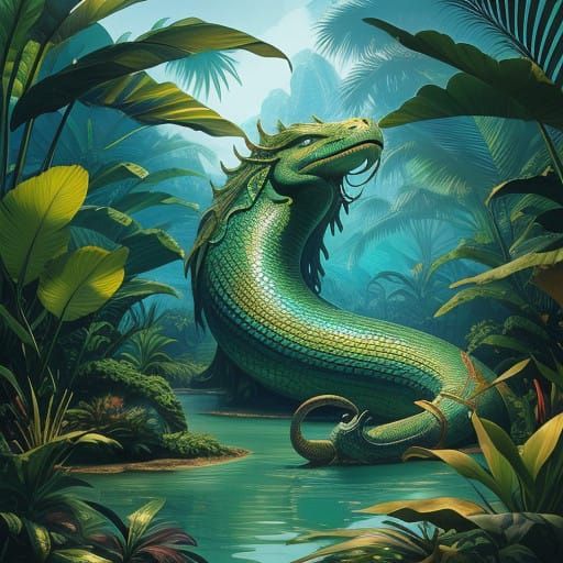 Majestic Naga Emerge from Southeast Asian Temple