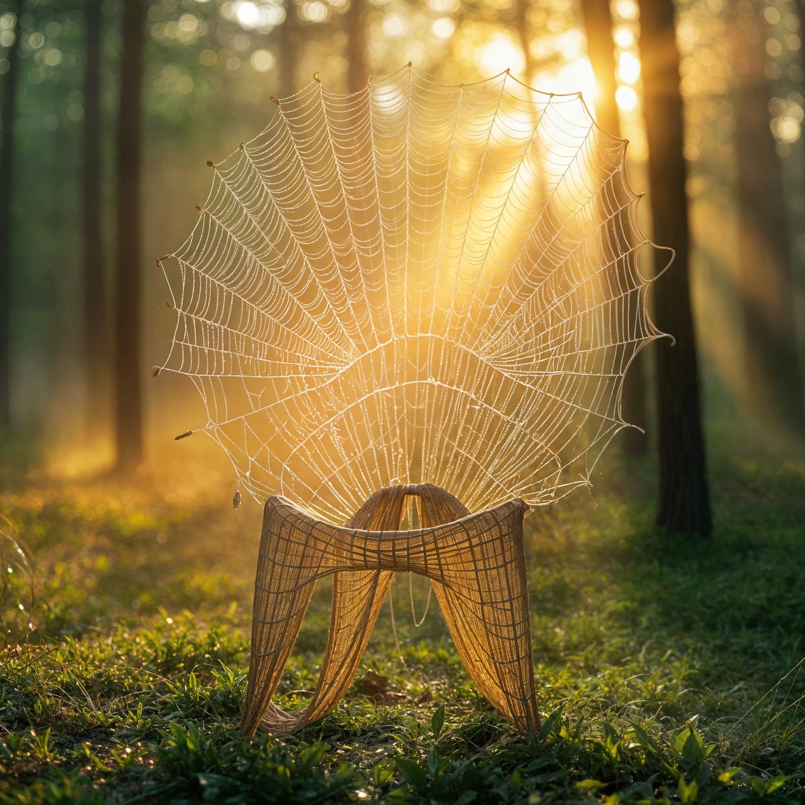 Surreal Spider Silk Chair in Ethereal Forest Light