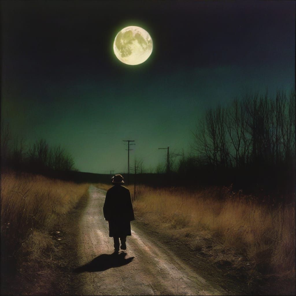 Dreamlike Wanderer Under Boreal Moonlight