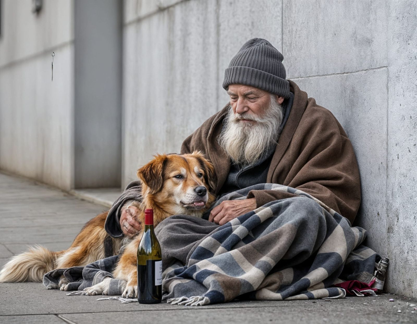 Homeless Man and Loyal Dog Find Comfort Together