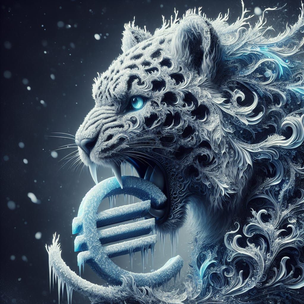 Icy Leopard in Noir Winter Dreamscape