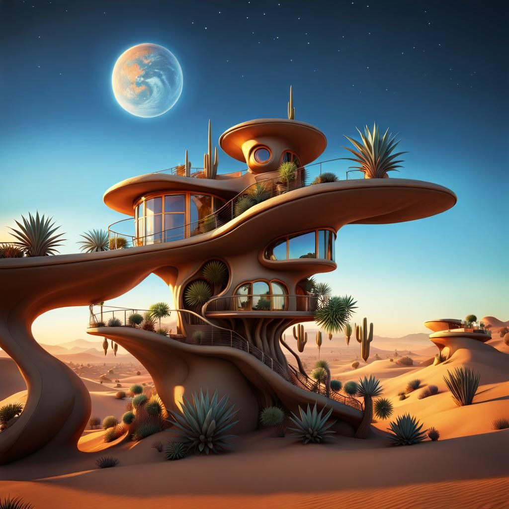 Enchanting Desert Treehouse in Biomorphic Style