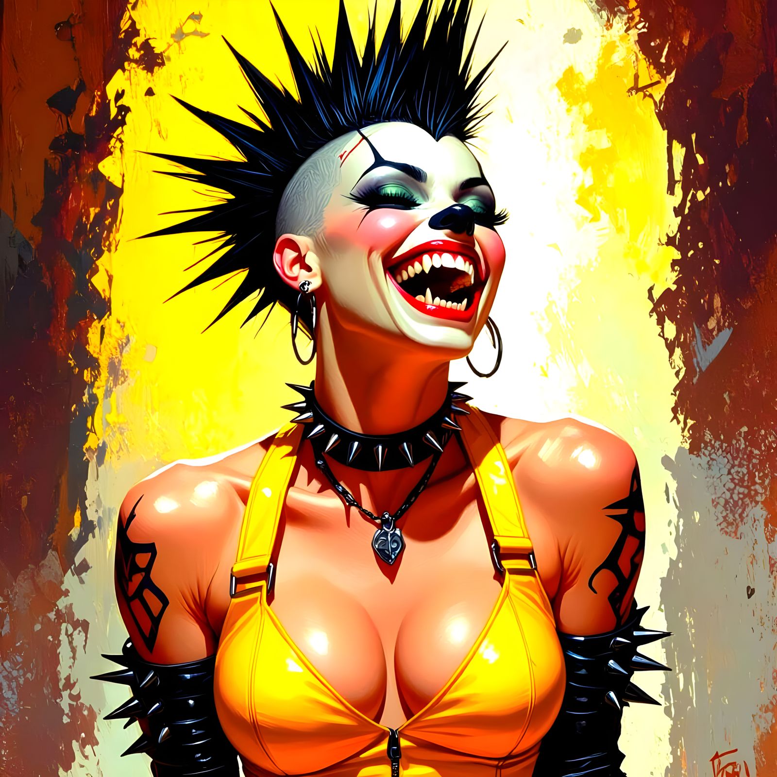 Werehyena Woman with Mohawk Laughing