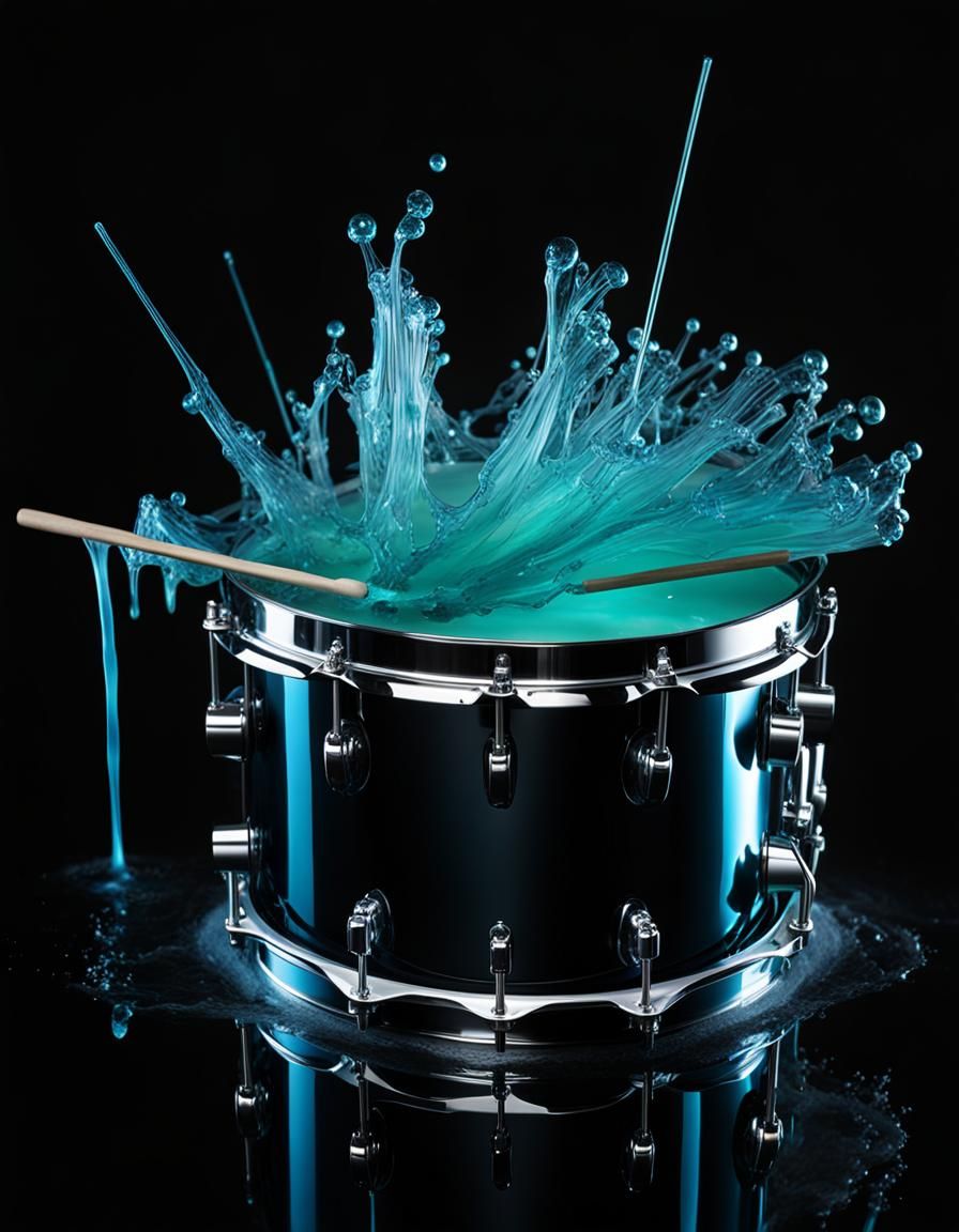 Bioluminescent Drum in Drippy Abstract 3D Art