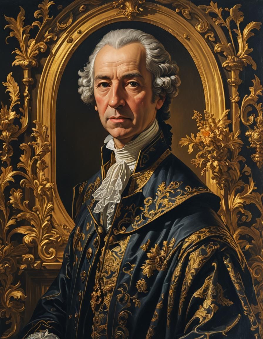 Detailed 18th Century Portrait in Gouache
