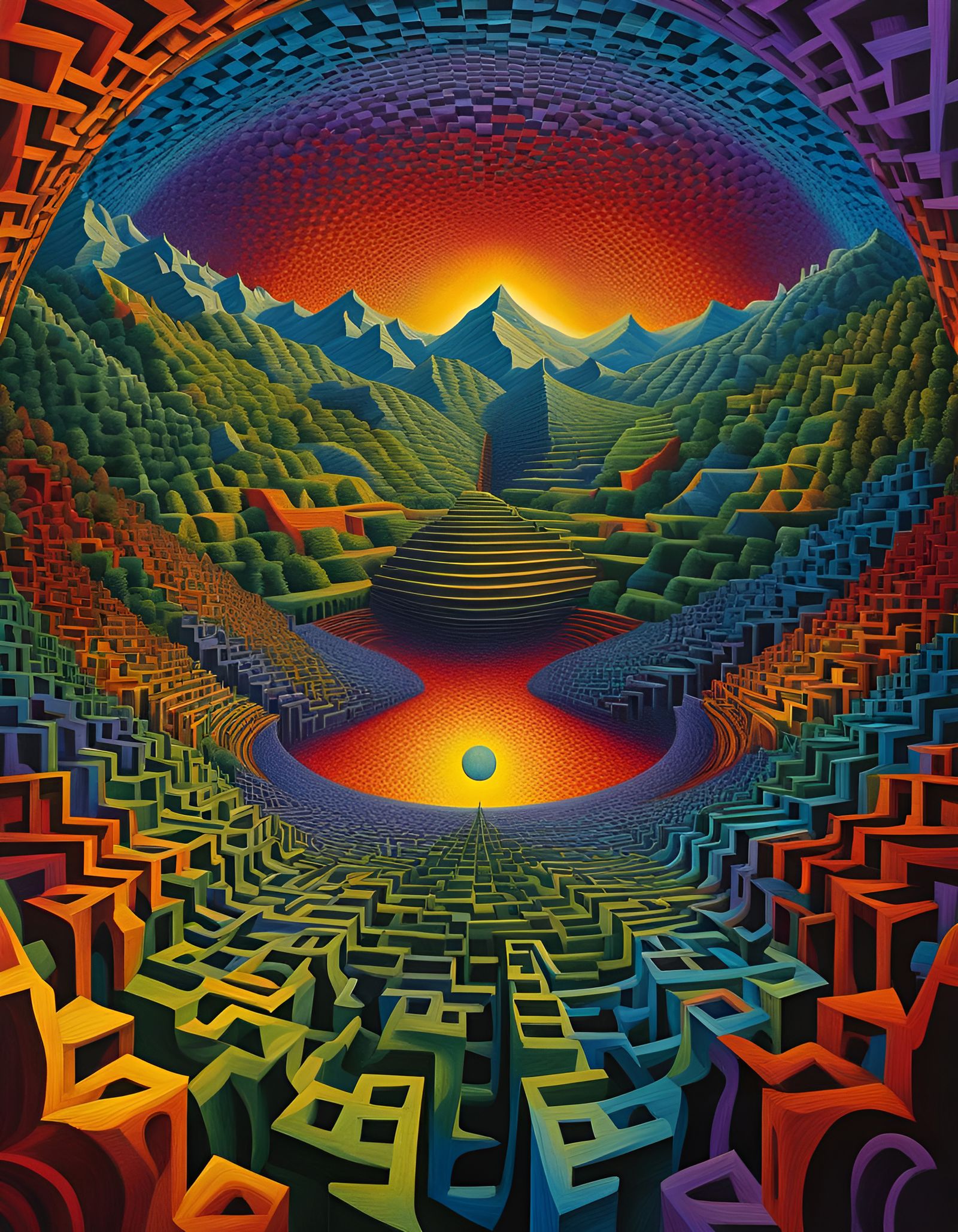 Surreal Optical Illusion with Hidden Faces