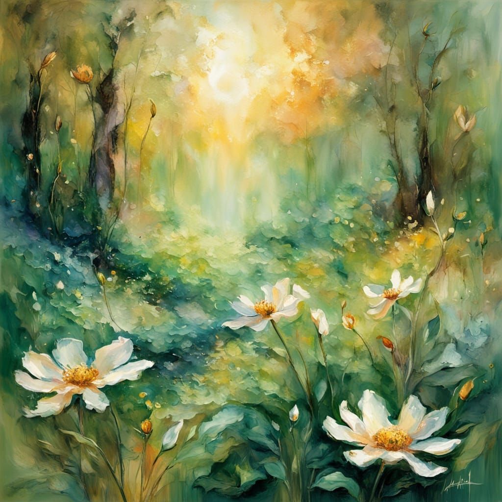 Surreal Impasto Watercolor Nature Landscape